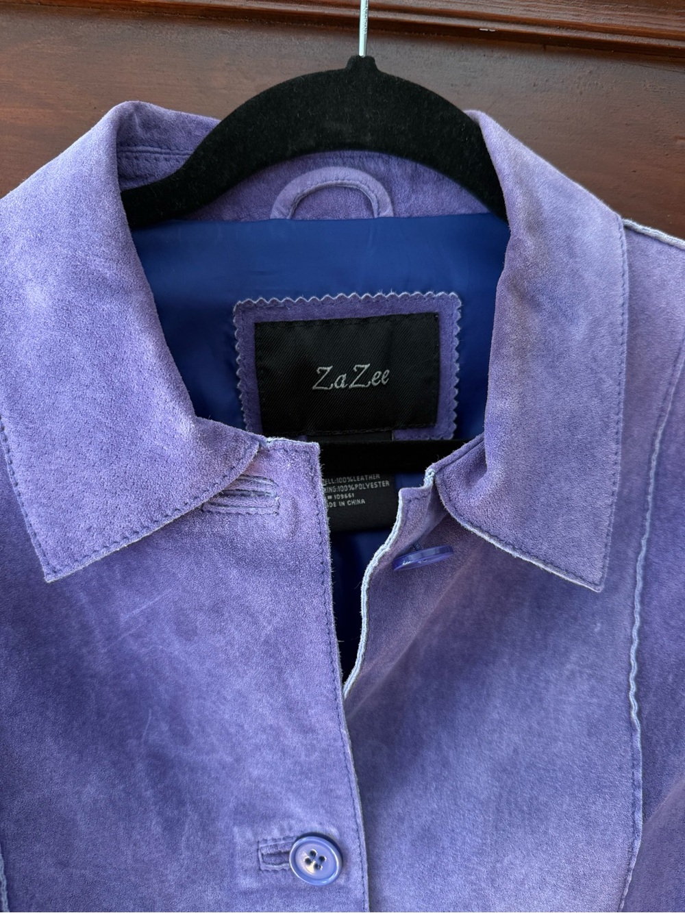 Purple Suede Button-Front Jacket - Picture 4 of 6